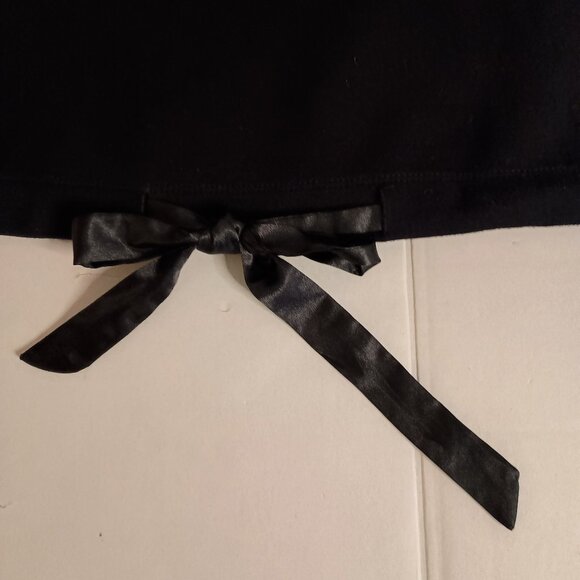 Zara Black Fleece Cowl Neck Pullover Sweatshirt Ribbon Tie Hem Women’s Small EUC - Picture 7 of 16